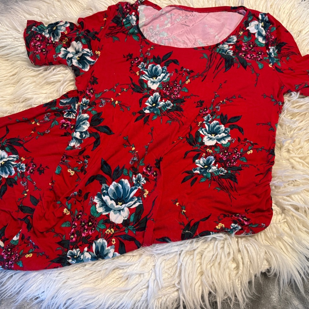 a:glow Red Floral Women's Maternity Dress